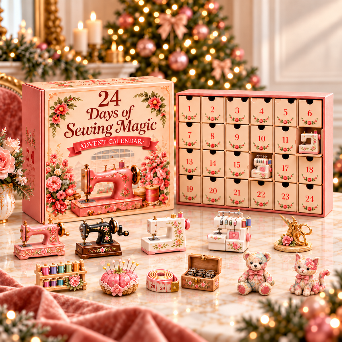 Adviento de Costura · 24 Miniaturas — calendario con cajones